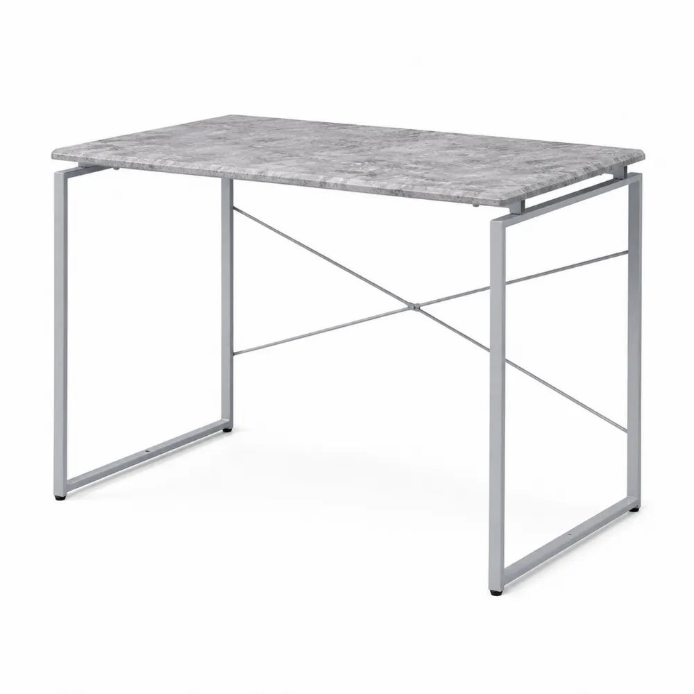 Rechteckiger Schreibtisch mit Kunstharz-Tischplatte und Metallgestell, Grau, 120x60x75cm