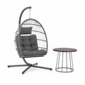 Hängesessel Set Stahl mit Tisch und Kissen Grau