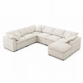 Modulares Ecksofa U-Form Stoff Off-White