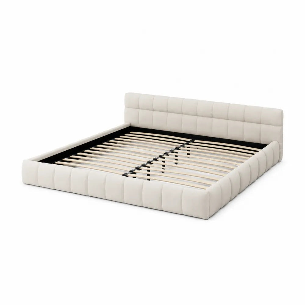 Polsterbett Holz Beige Stoff 200x180 cm