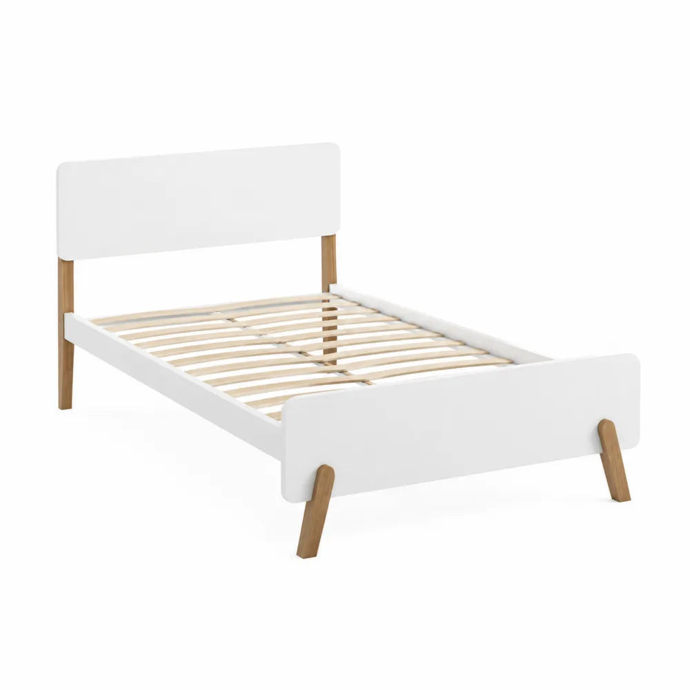 Einzelbett Holz Weiß/Naturholz 200x90cm