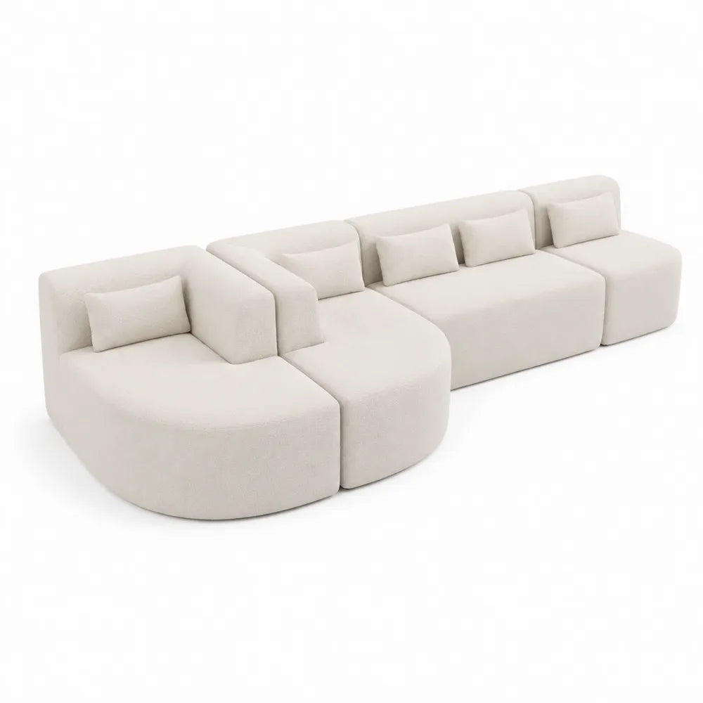 Modulares Sofa-Set Stoff Beige mit Kissen